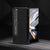 For Samsung Galaxy Z Fold4 5G Leather Phone Case With Holder - Wave Design - Black