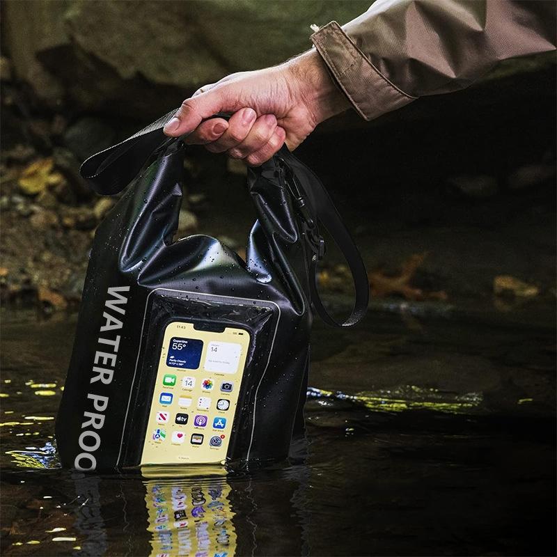 2 In 1 Waterproof Crossbody Phone Bag For Outdoor Cycling Swimming 2L Capacity - Black - 5L