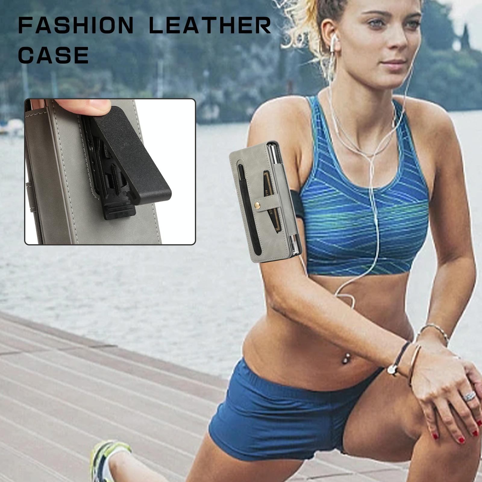 For Samsung Galaxy Z Fold4 5G Leather Folding Phone Case - Black