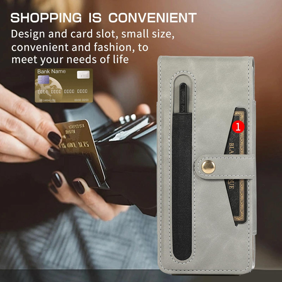 For Samsung Galaxy Z Fold4 5G Leather Folding Phone Case - Black