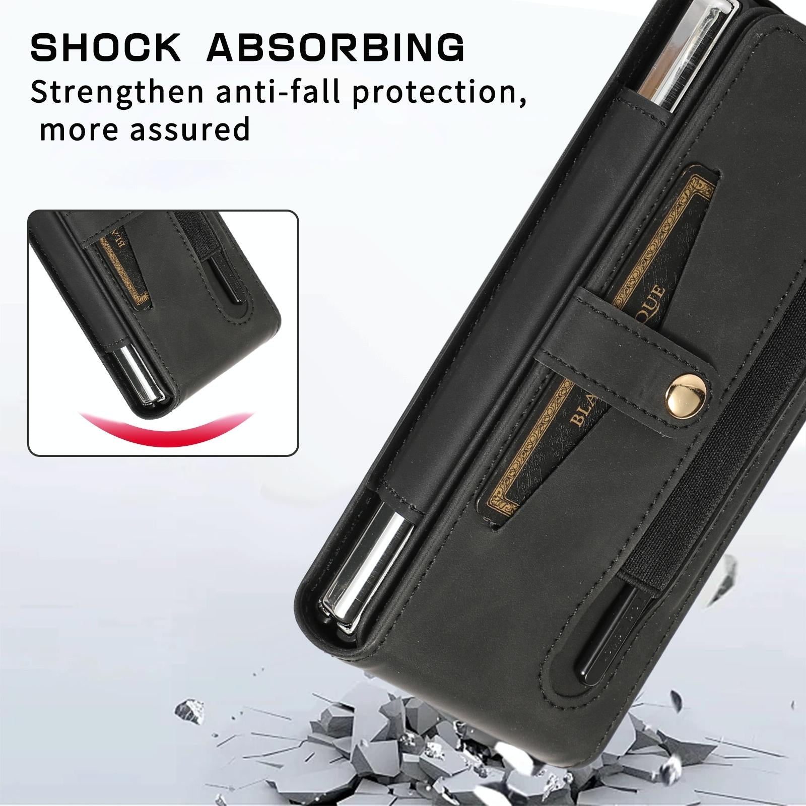 For Samsung Galaxy Z Fold4 5G Leather Folding Phone Case - Black