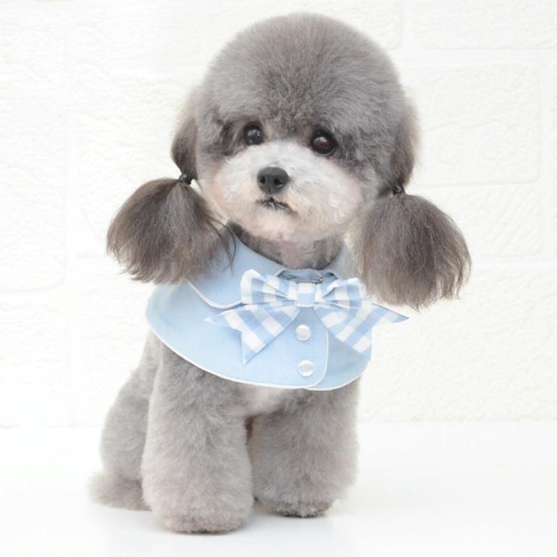 Pet Accessories Dog Small Shawl Bib Saliva Towel Triangle Scarf - Size M - Light Blue