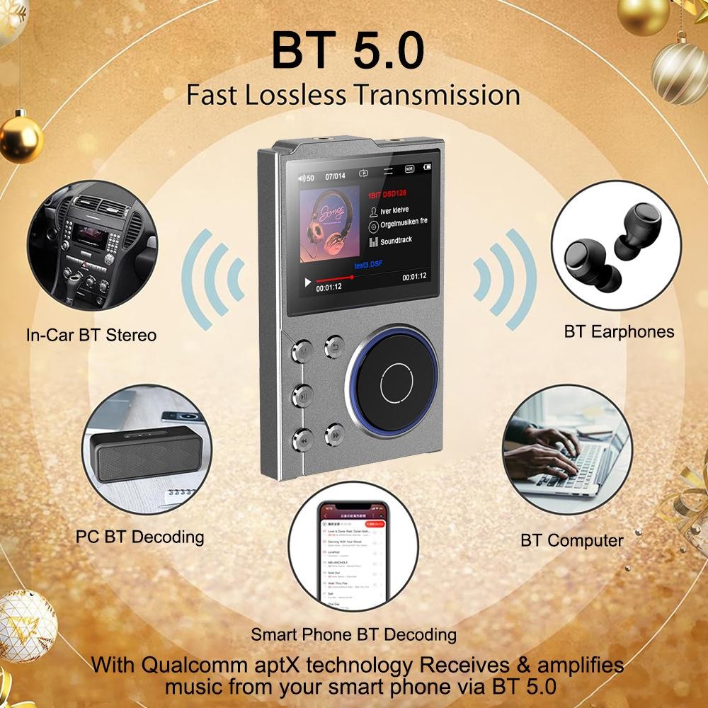 2.4 Inch Hifi Bluetooth Music Player Dsd256 Mastering Sound Quality 16Gb+16Gb Memory - Gray - 16Gb+8Gb