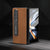 For Samsung Galaxy Z Fold4 5G Carbon Fiber Phone Case With Holder - Brown