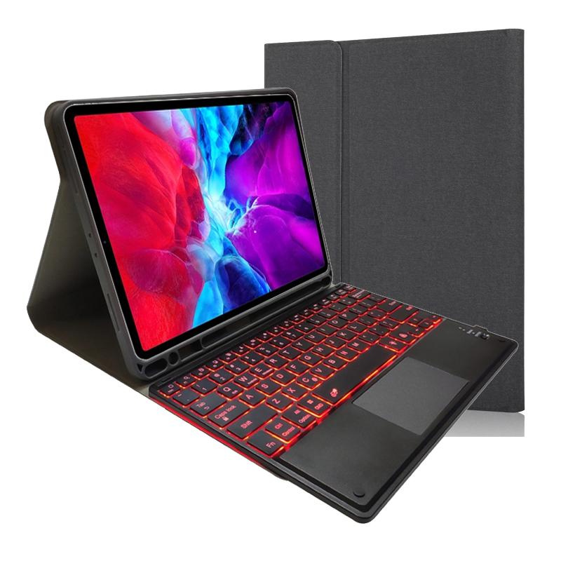 Bluetooth Keyboard Tablet Case For Ipad Pro 11 - Detachable Touch Leather Holder Pen Slot - Black