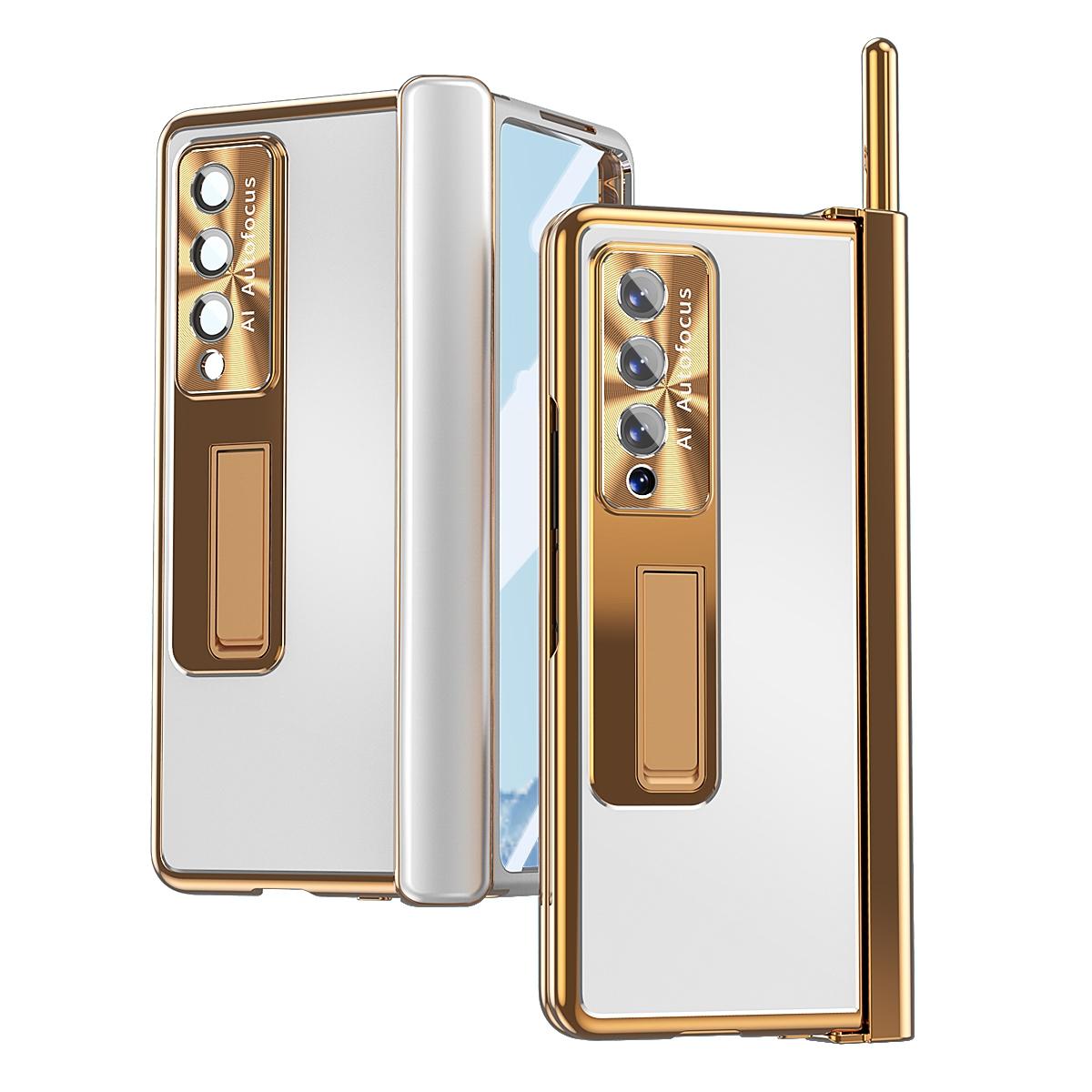 For Samsung Galaxy Z Fold4 5G Shockproof Aluminum Double Hinge Case - Silver