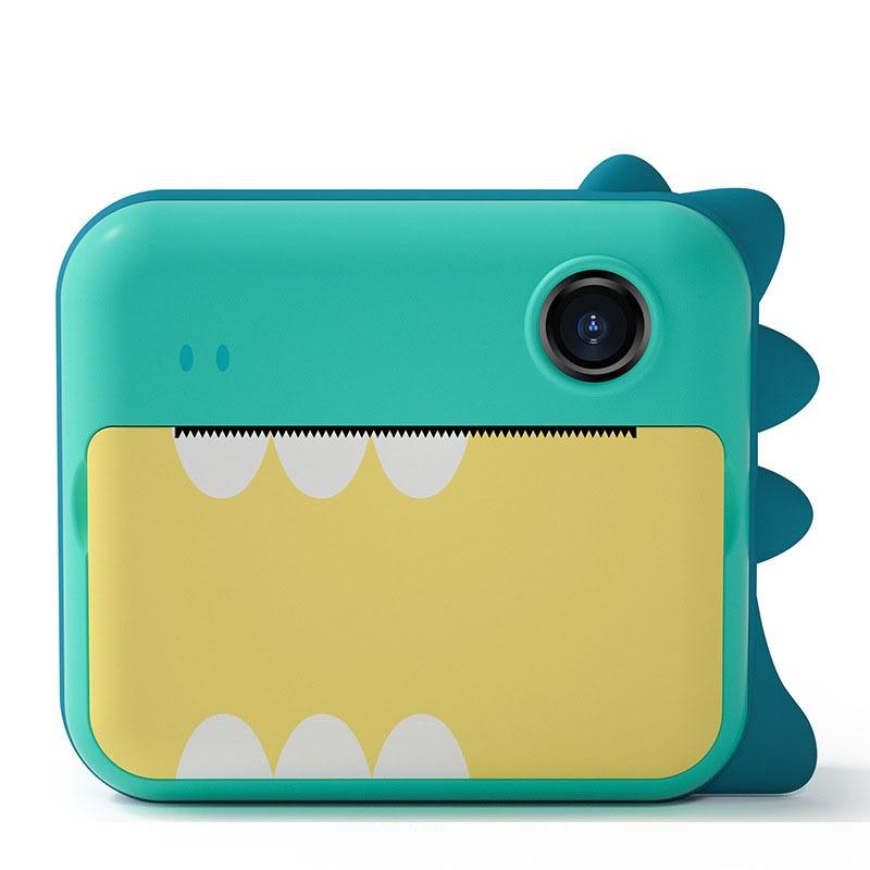 Children's Instant Camera with Dual-lens and Mini Print - Green Dinosaur - Pink Cat 16Gb
