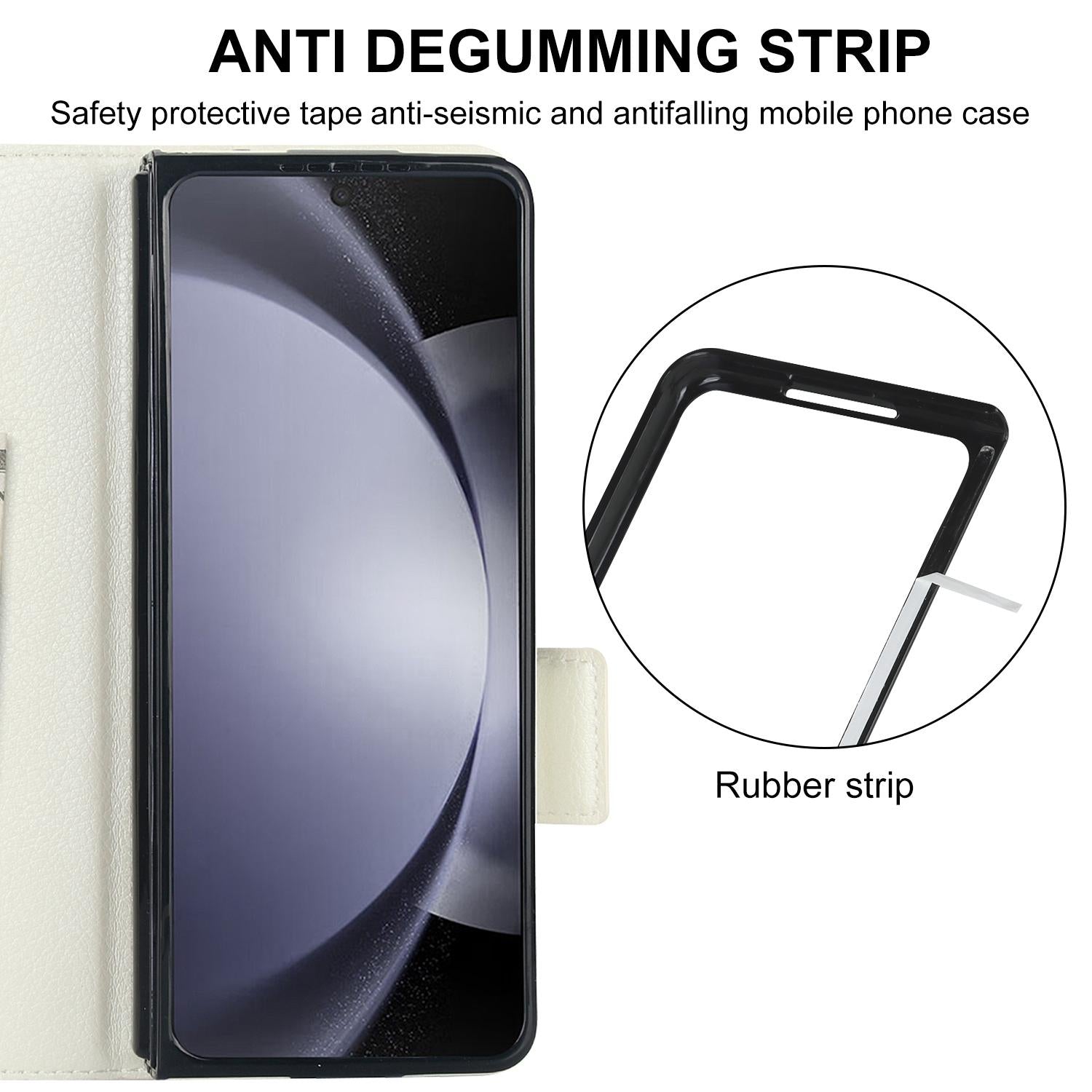 For Samsung Galaxy Z Fold4 5G Leather Phone Case With Pen Slot - White