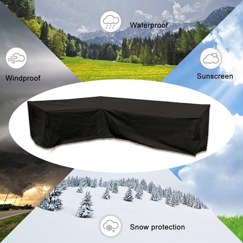 Waterproof Outdoor Corner Sofa Cover - 200x270x82cm - Black