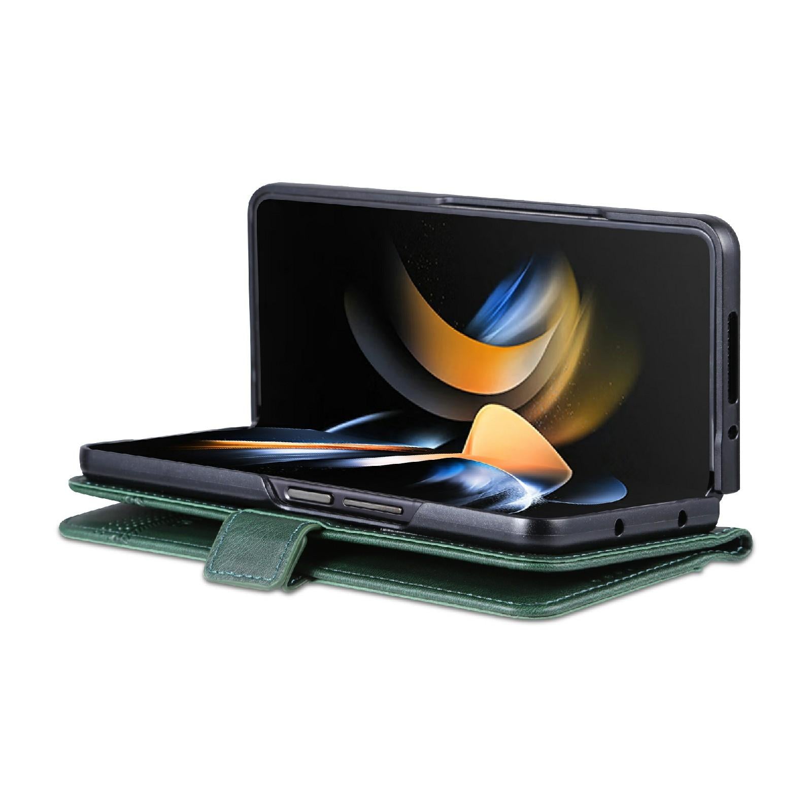 For Samsung Galaxy Z Fold4 5G Leather Magnetic Phone Case - Calf Texture - Red