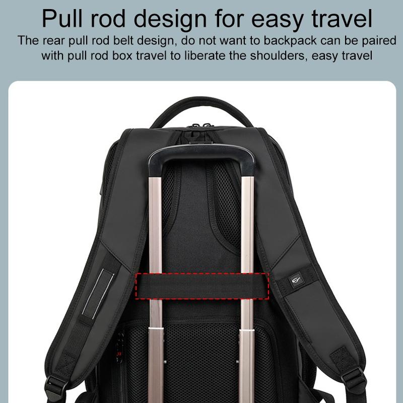 Waterproof Double Shoulder Backpack With Usb Black - 19 Inch