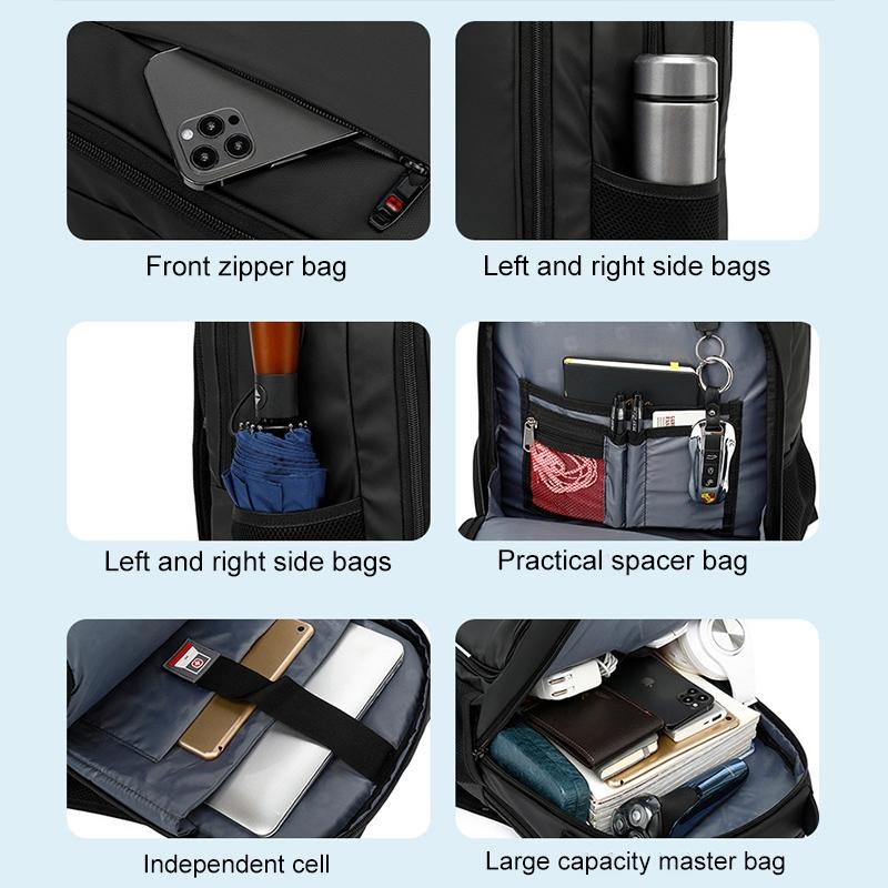 Waterproof Double Shoulder Backpack With Usb Black - 19 Inch