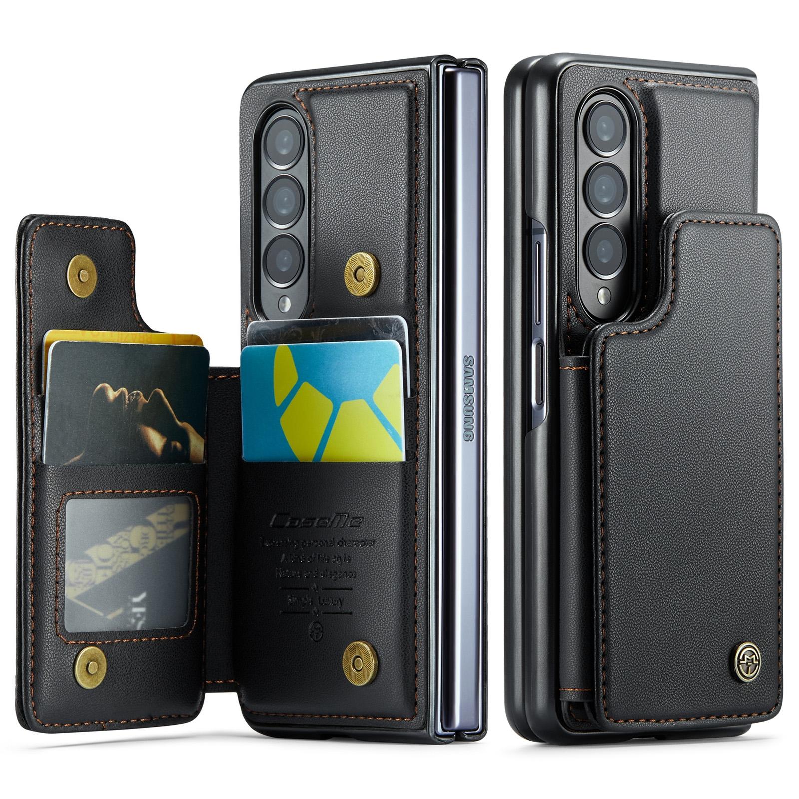 For Samsung Galaxy Z Fold4 5G Leather Rfid Phone Case - Black