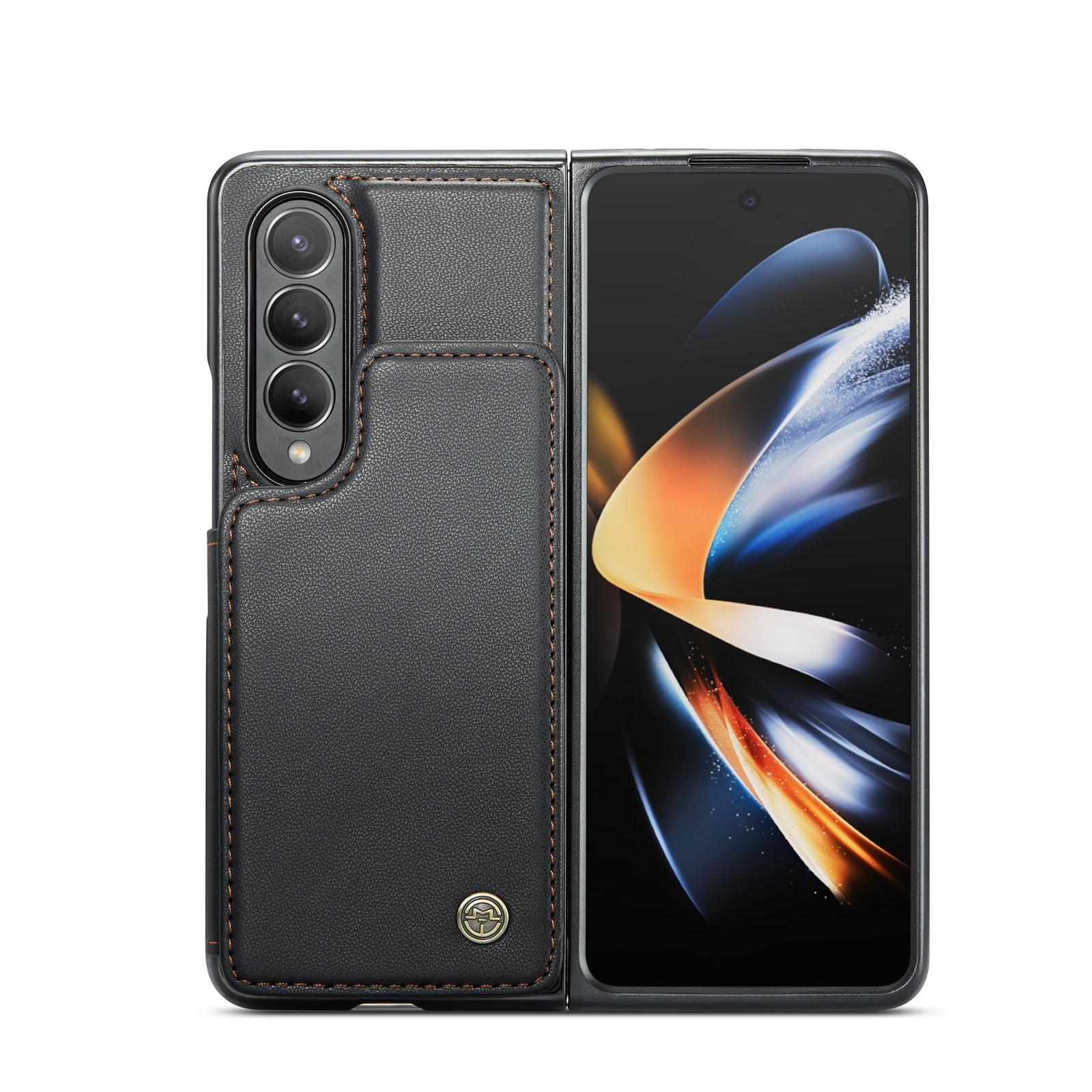 For Samsung Galaxy Z Fold4 5G Leather Rfid Phone Case - Black