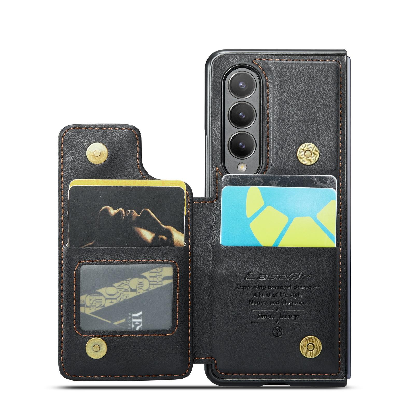 For Samsung Galaxy Z Fold4 5G Leather Rfid Phone Case - Black
