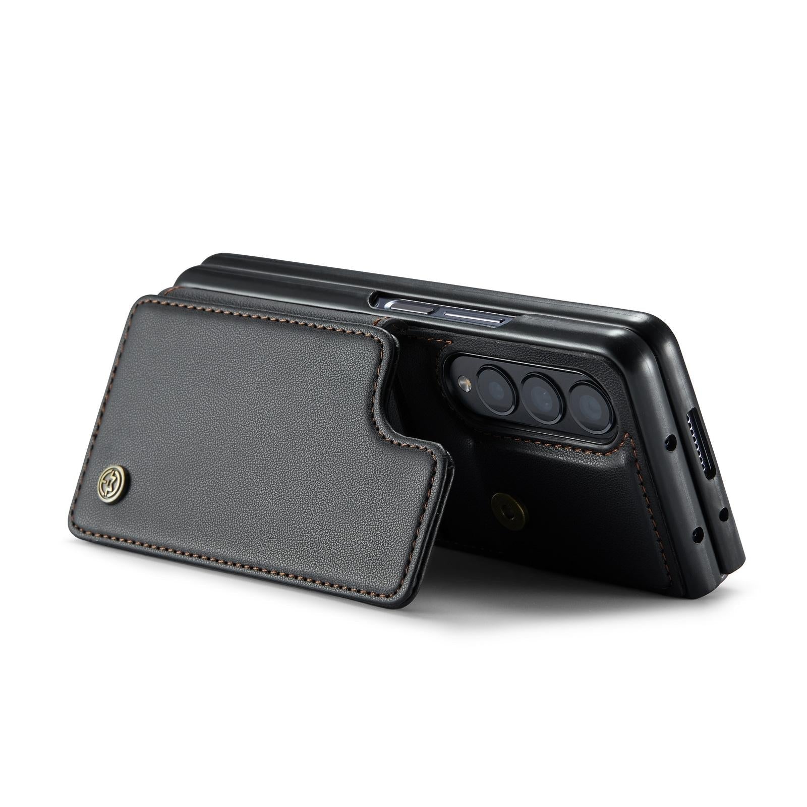 For Samsung Galaxy Z Fold4 5G Leather Rfid Phone Case - Black