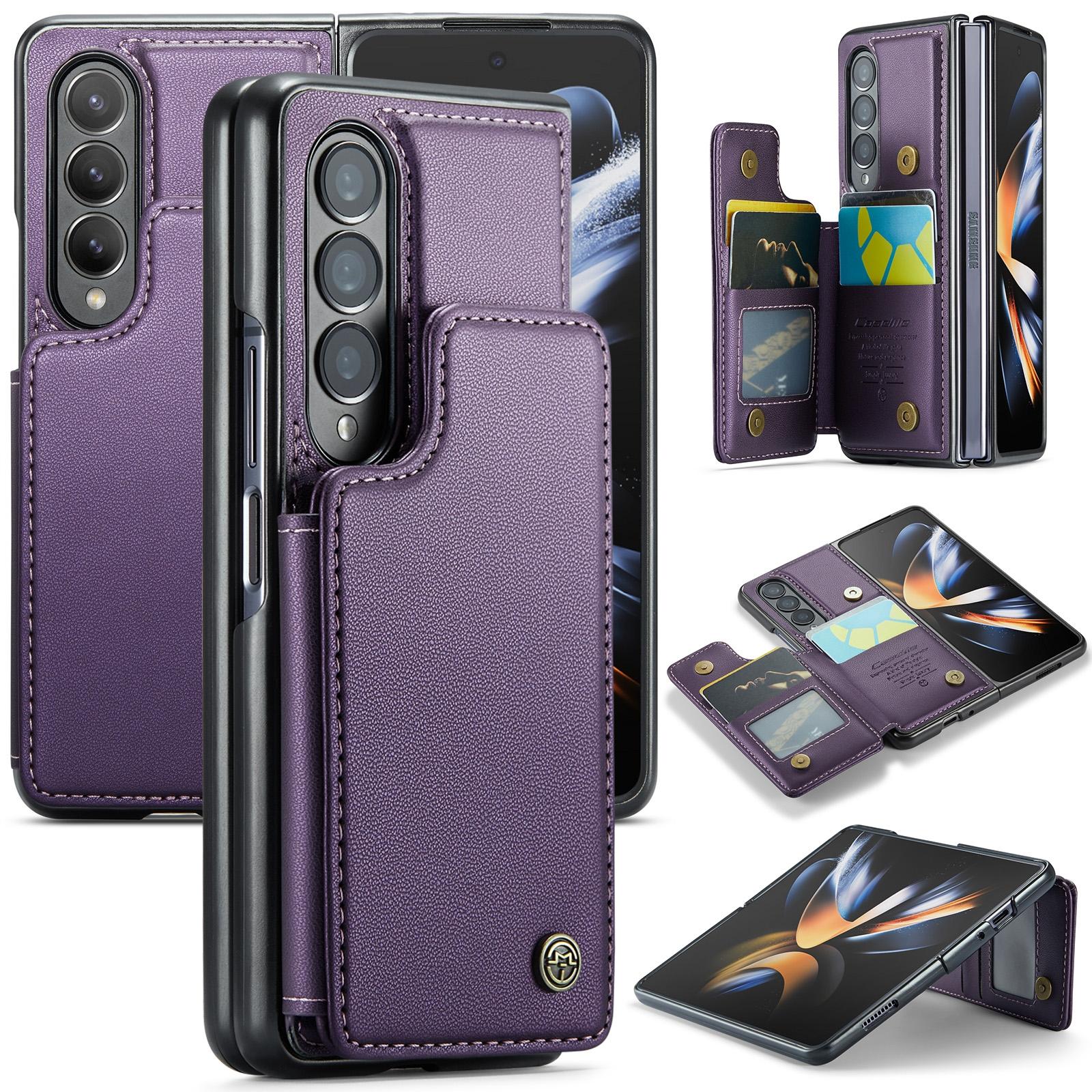 For Samsung Galaxy Z Fold4 5G Leather Rfid Phone Case - Black