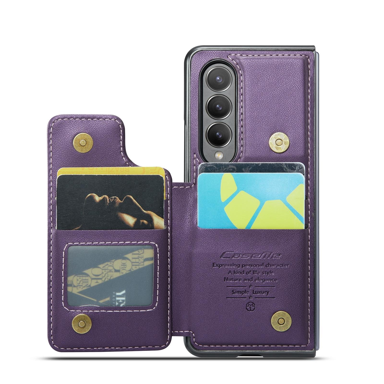 For Samsung Galaxy Z Fold4 5G Leather Rfid Phone Case - Black