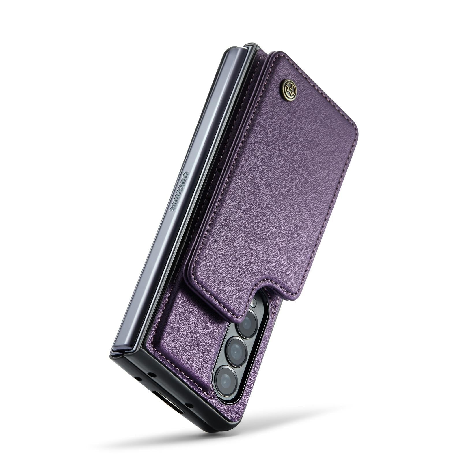 For Samsung Galaxy Z Fold4 5G Leather Rfid Phone Case - Black