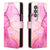 For Samsung Galaxy Z Fold4 5G Marble Leather Flip Case - Pink Purple Gold Ls001