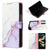 For Samsung Galaxy Z Fold4 5G Marble Leather Flip Case - Pink Purple Gold Ls001
