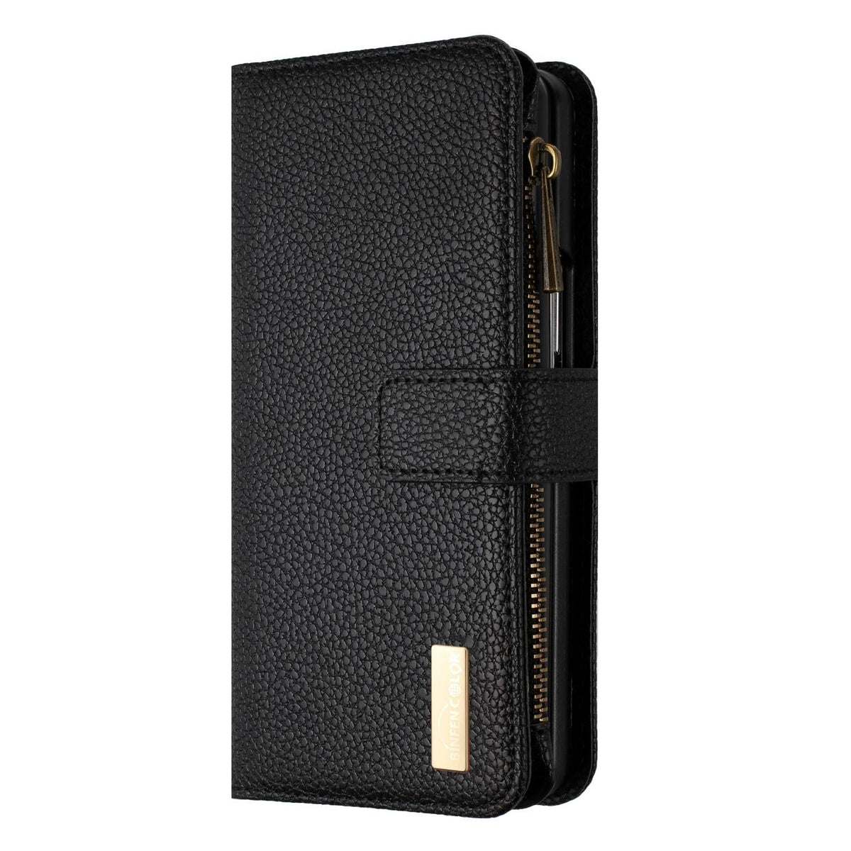 For Samsung Galaxy Z Fold4 5G Litchi Texture Zip Wallet - Black