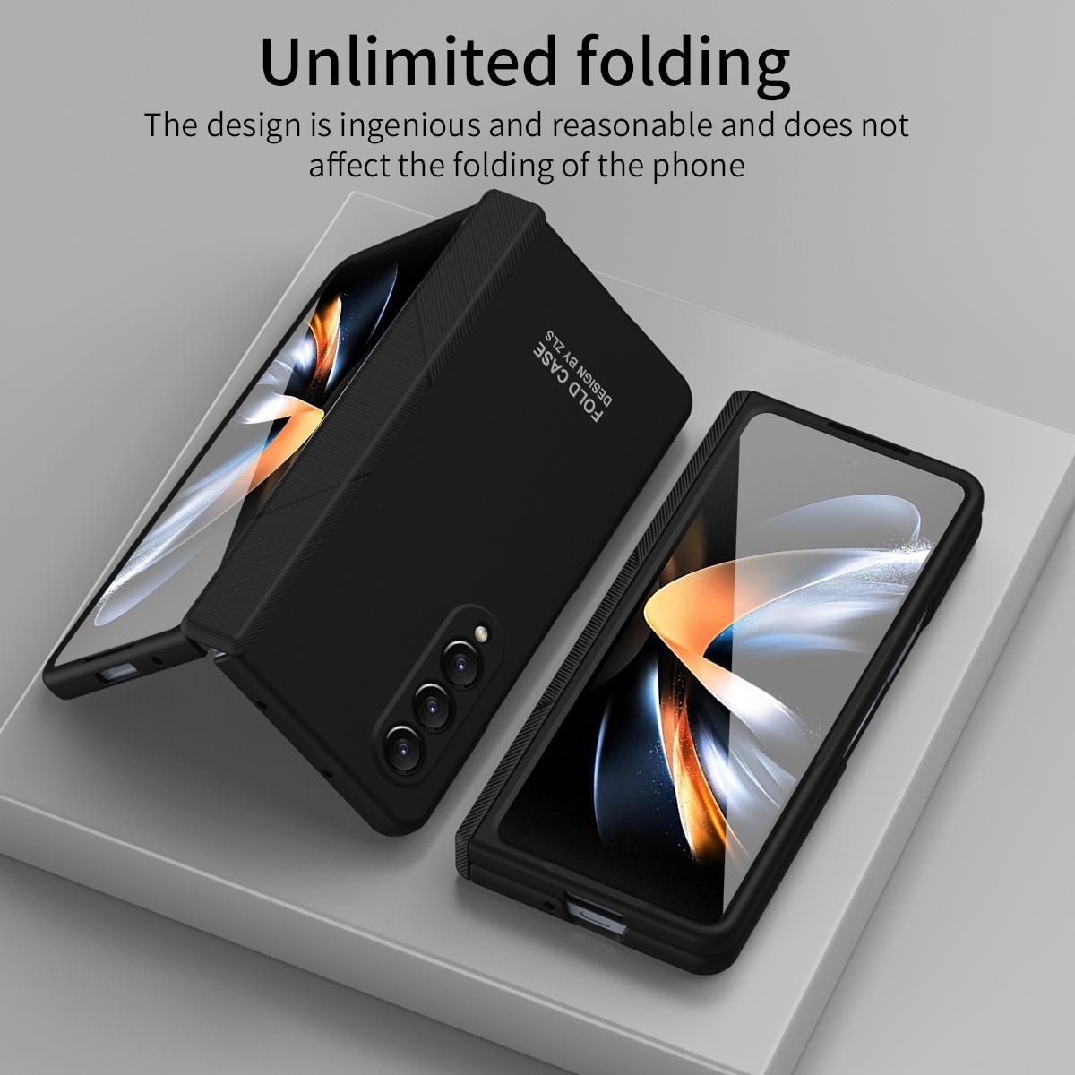 For Samsung Galaxy Z Fold4 5G Premium Hinged Folding Case - Coffee