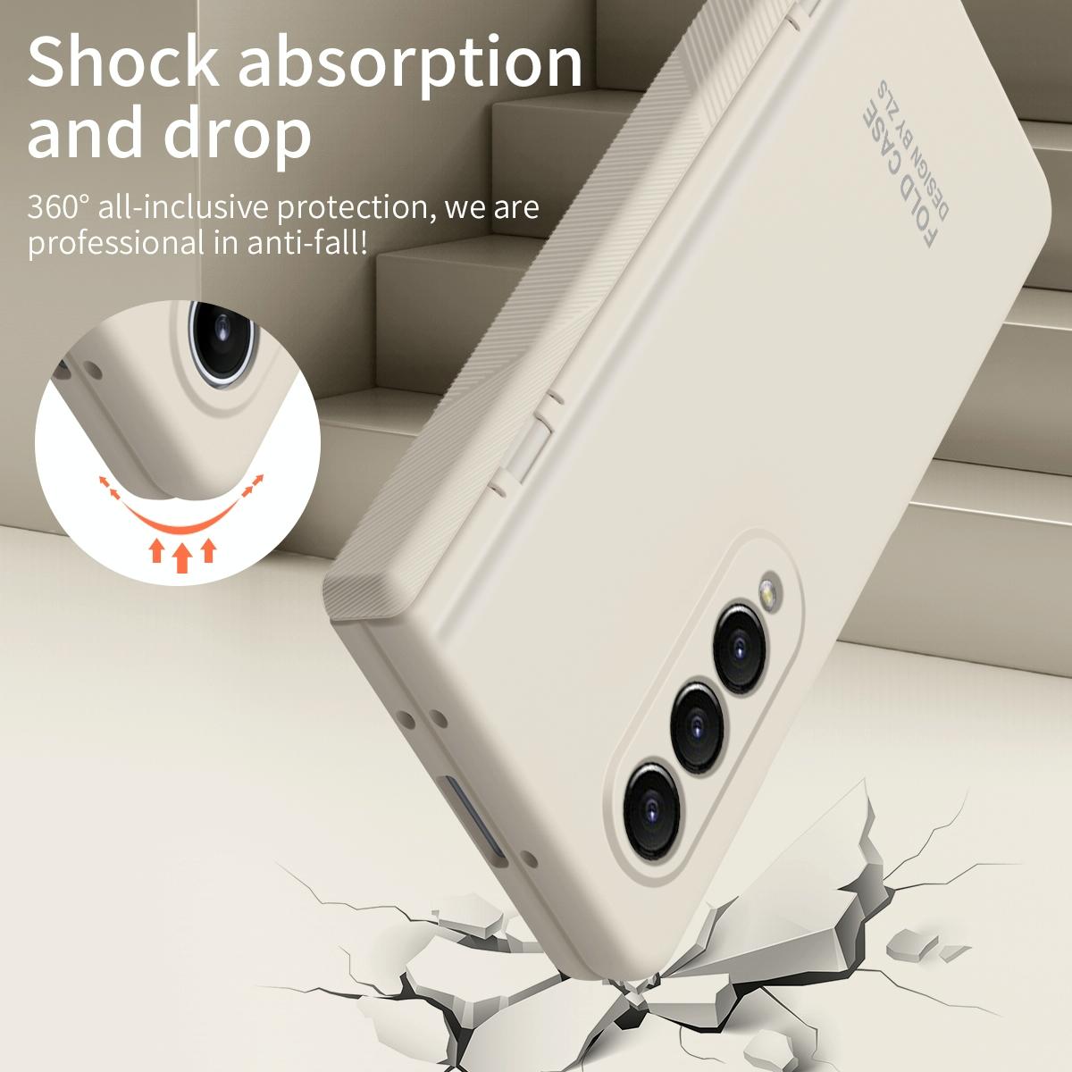 For Samsung Galaxy Z Fold4 5G Premium Hinged Folding Case - Coffee