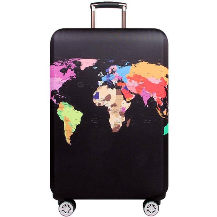 Protective Elastic Suitcase Cover - Fits 22-24 Inch Luggage - Dustproof &amp; Scratch-proof - World Map