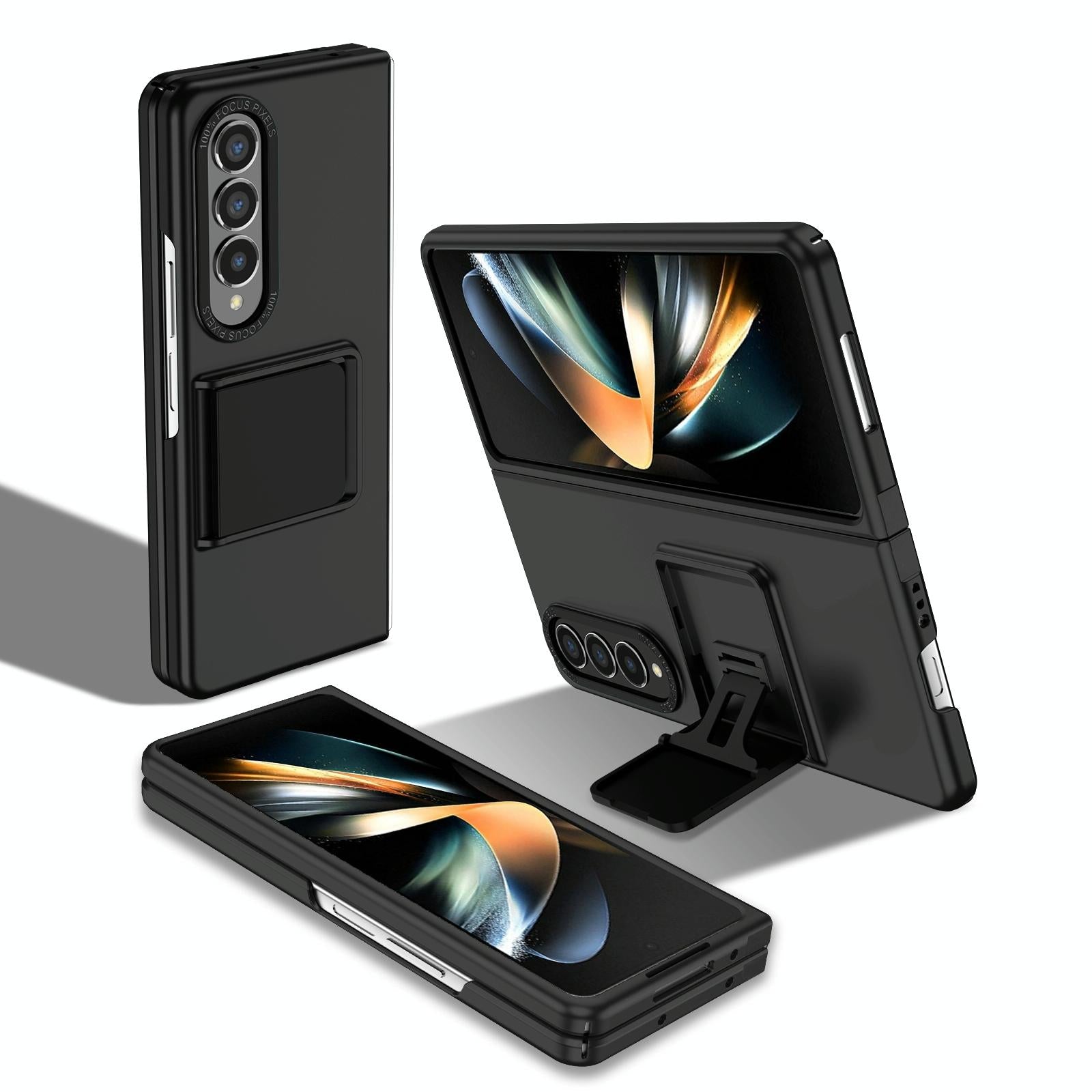 For Samsung Galaxy Z Fold4 5G Foldable 3D Design Phone Case - Black