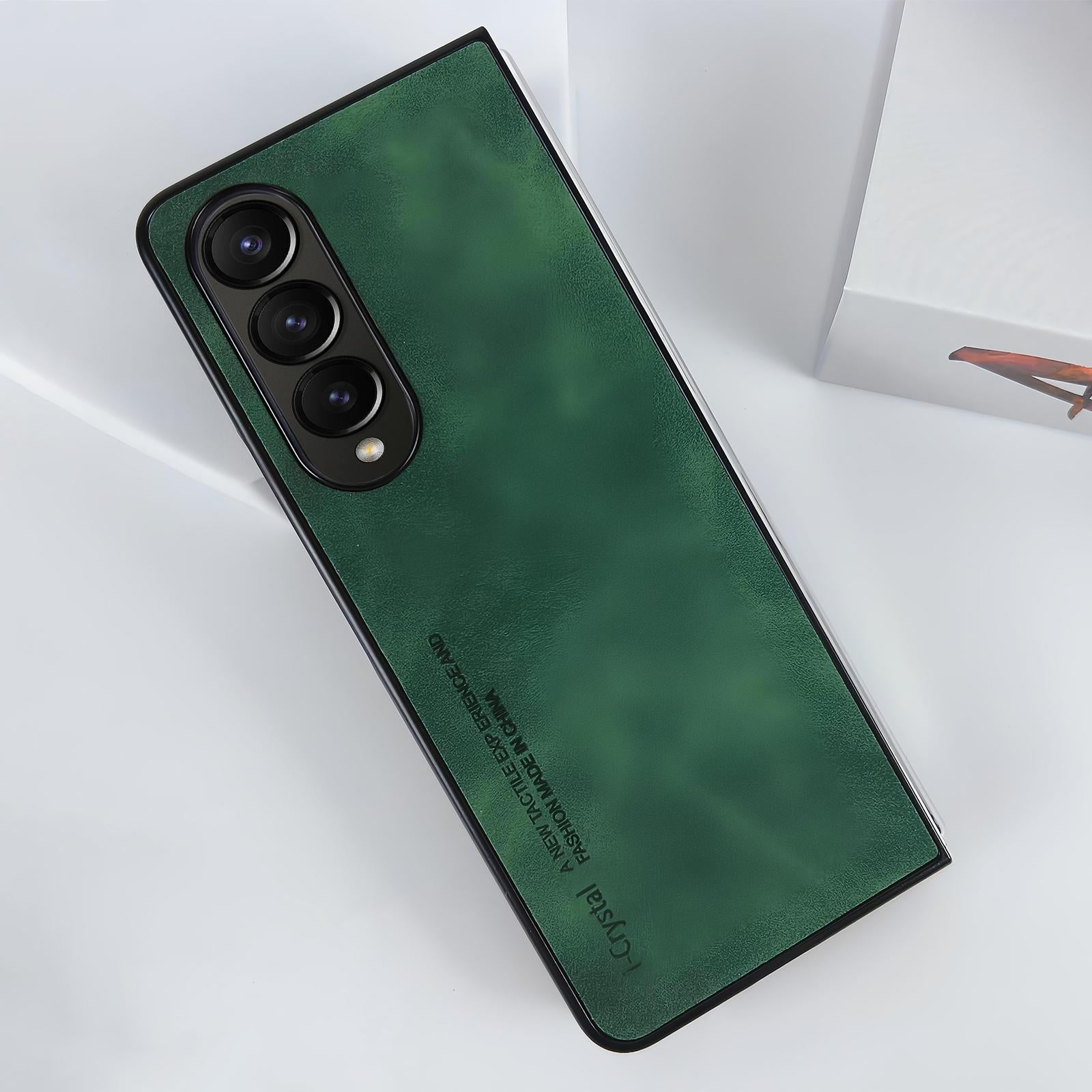 For Samsung Galaxy Z Fold4 5G Crystal Leather Foldable Case - Green