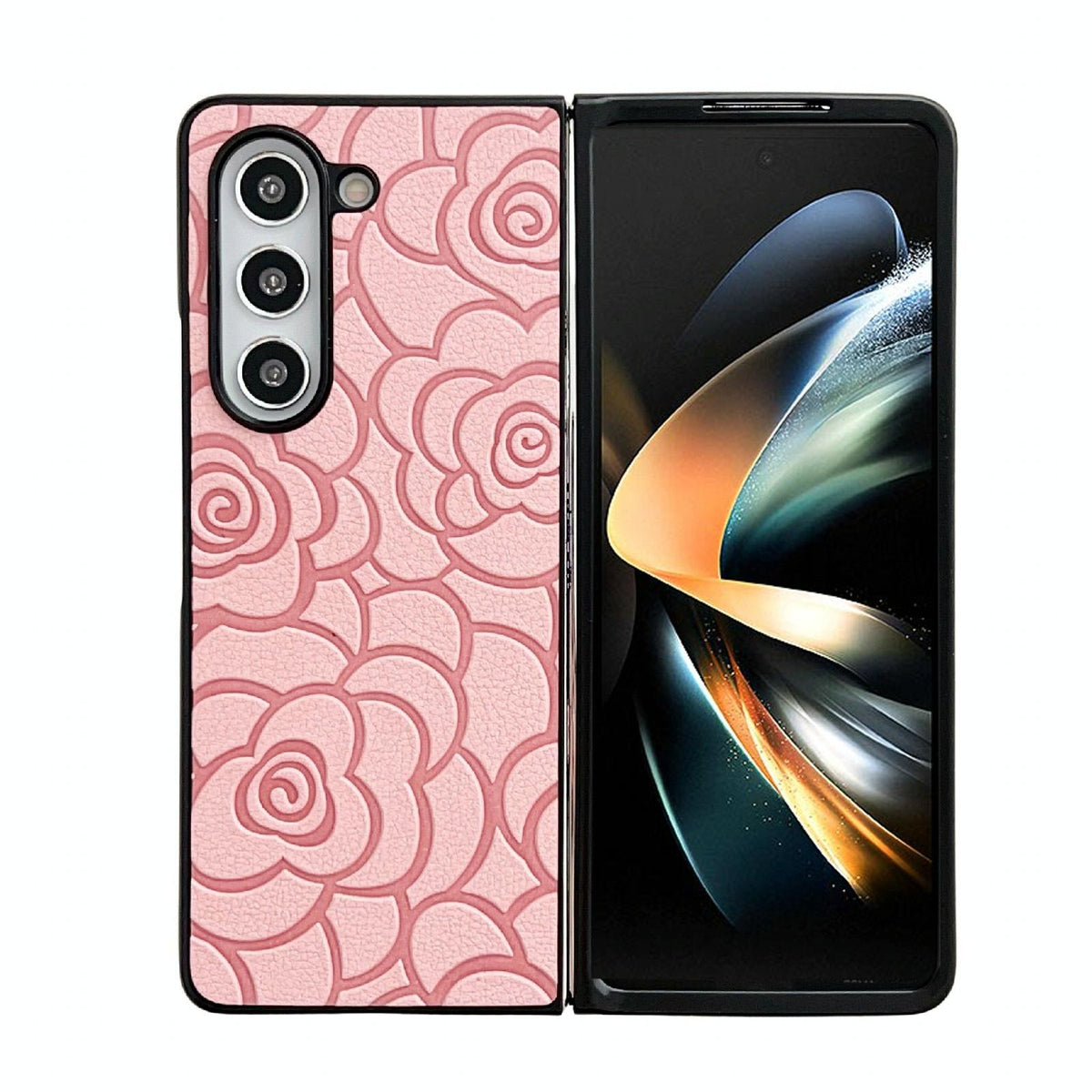 For Samsung Galaxy Z Fold4 5G Floral Print Protective Phone Case - Orange