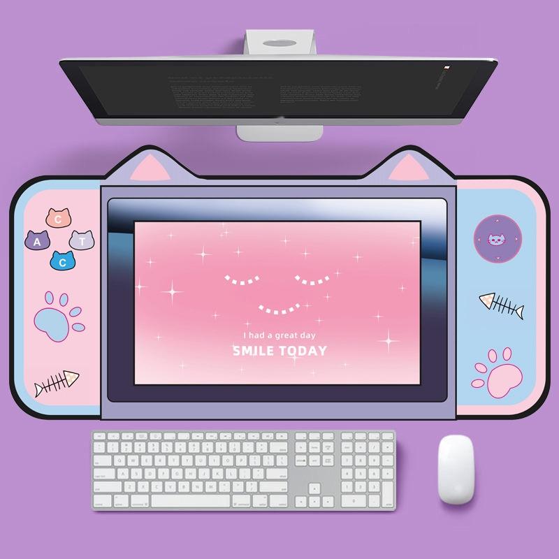 Adorable Cat Ear Desk Pad For Keyboard &amp; Mouse - 1