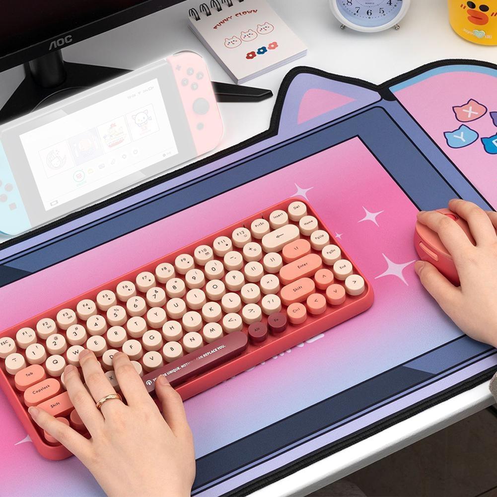 Adorable Cat Ear Desk Pad For Keyboard & Mouse - 1