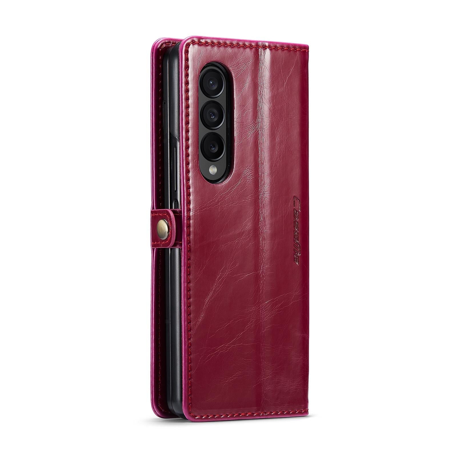 For Samsung Galaxy Z Fold4 5G Premium Crazy Horse Leather Phone Case - Black