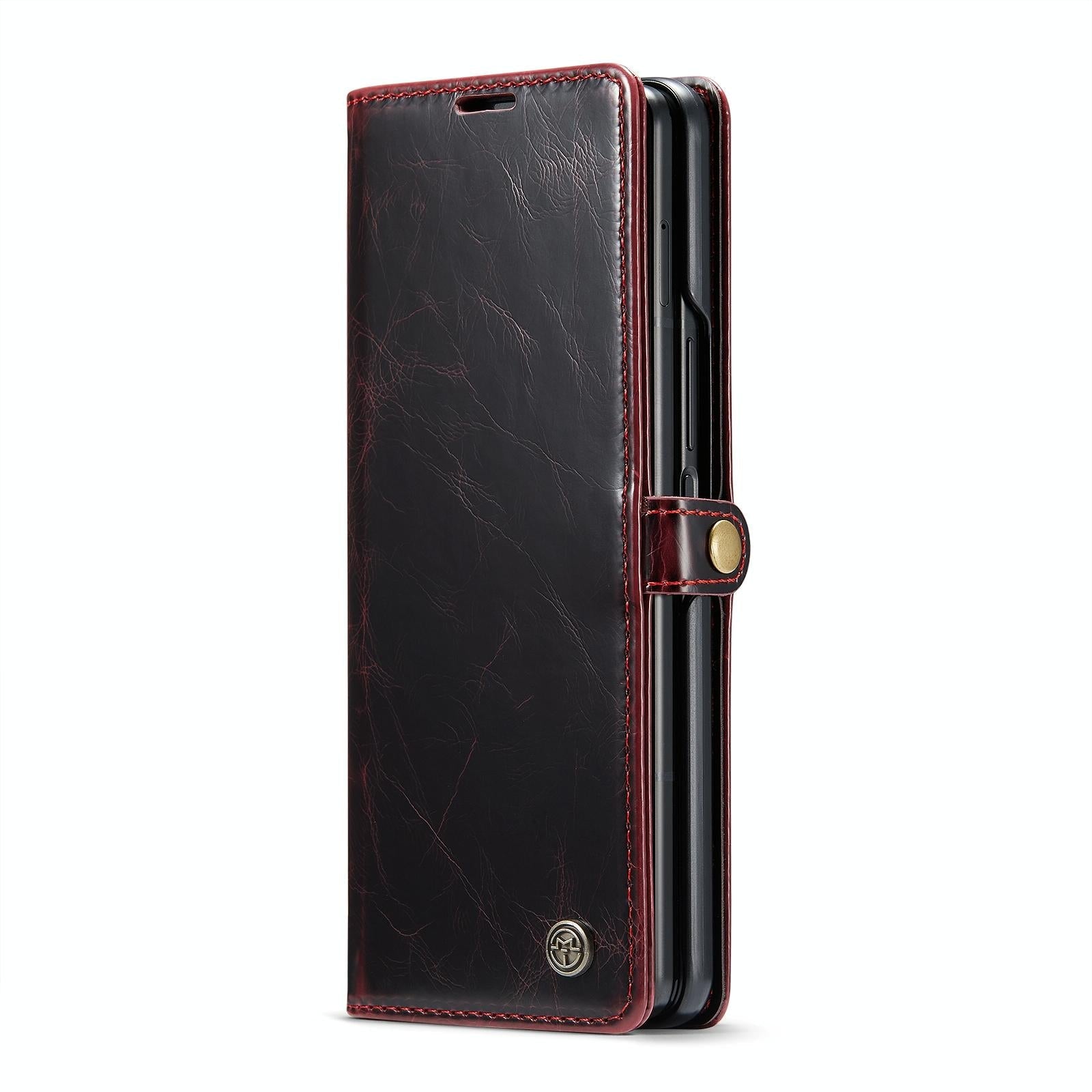 For Samsung Galaxy Z Fold4 5G Premium Crazy Horse Leather Phone Case - Black