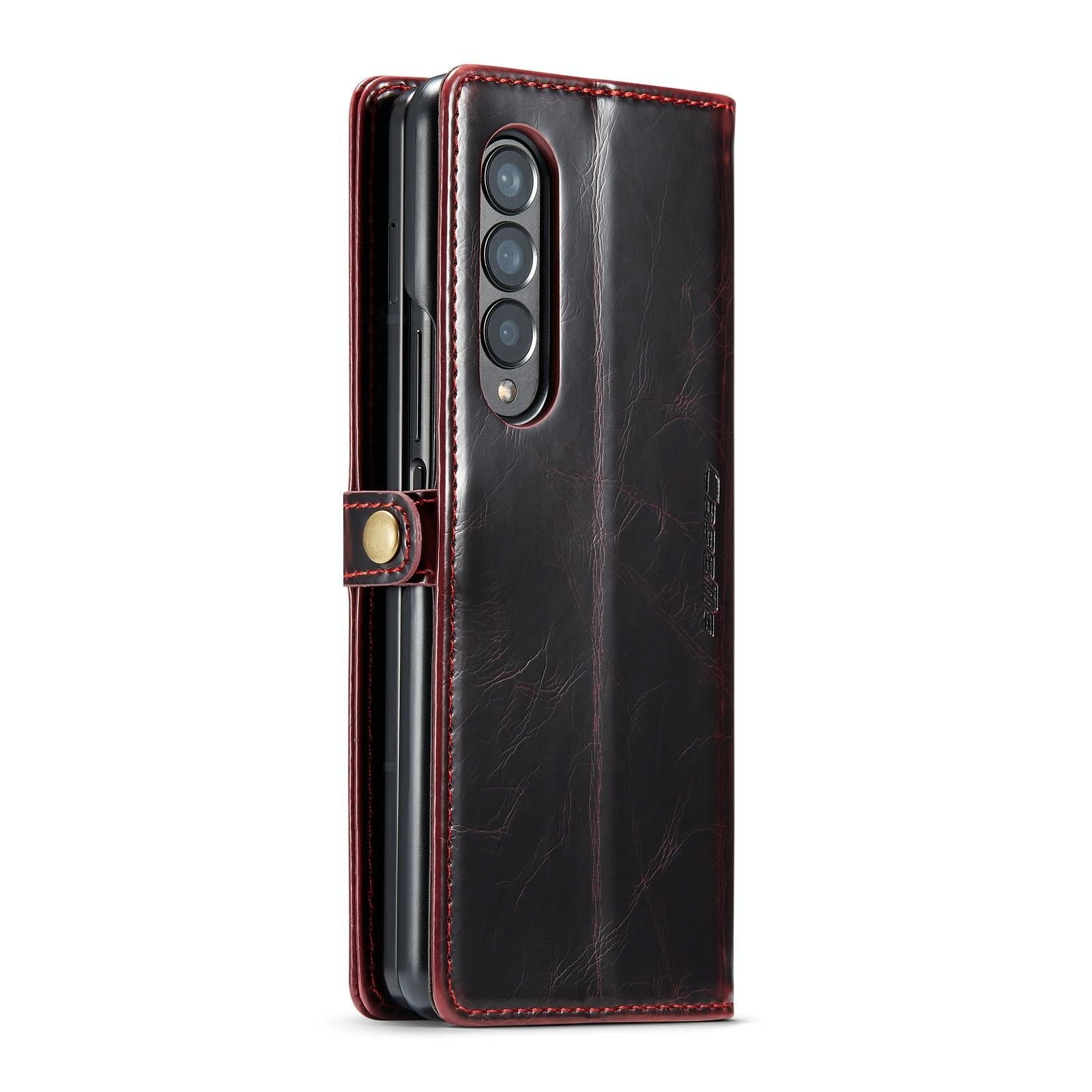 For Samsung Galaxy Z Fold4 5G Premium Crazy Horse Leather Phone Case - Black