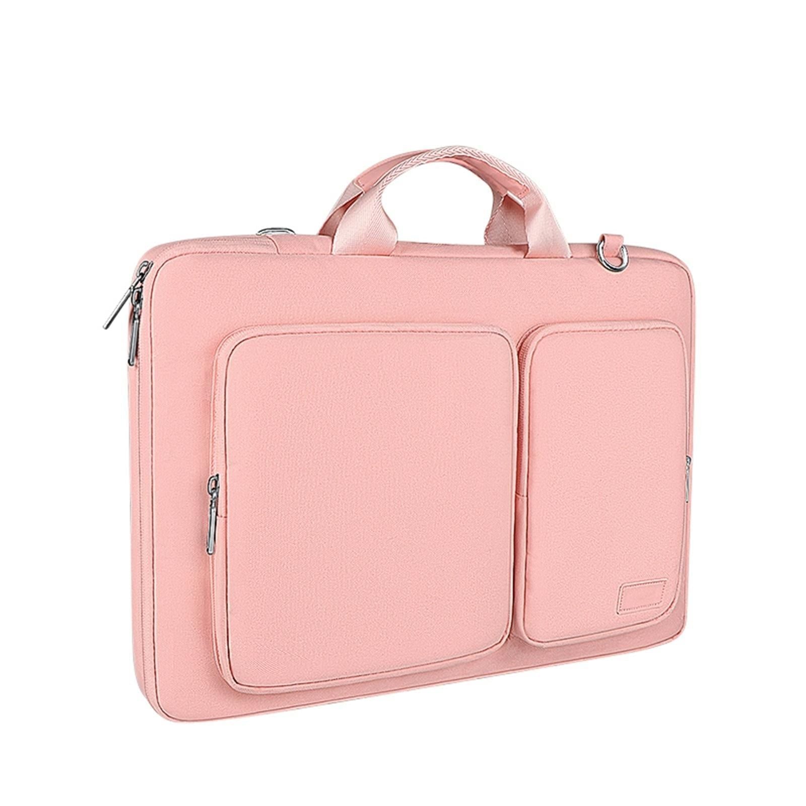 Detachable Shoulder Strap Laptop Bag - 14.1-15.4 Inch Thickened Polyester - Pink