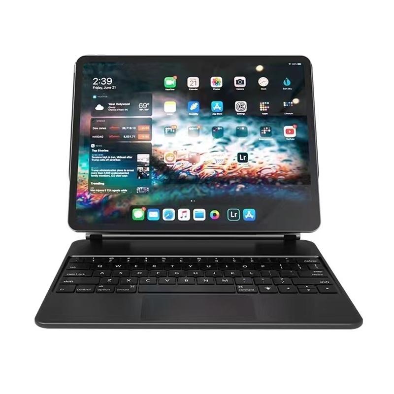Bluetooth Keyboard Leather Case With Touch Pad - P11 - Black