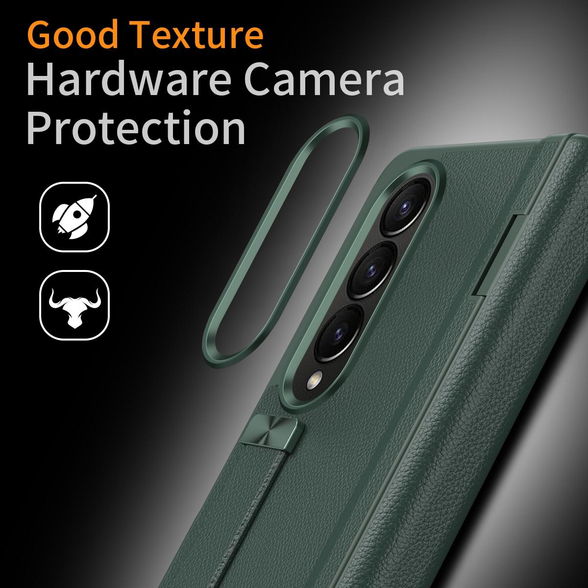 For Samsung Galaxy Z Fold4 5G Leather Wristband Phone Case - White