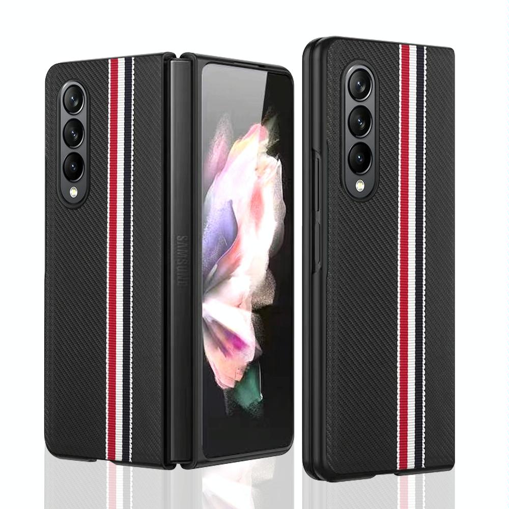 For Samsung Galaxy Z Fold4 5G Shockproof Twill Phone Case - Pc Tpu - Black