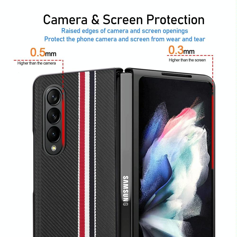 For Samsung Galaxy Z Fold4 5G Shockproof Twill Phone Case - Pc Tpu - Black