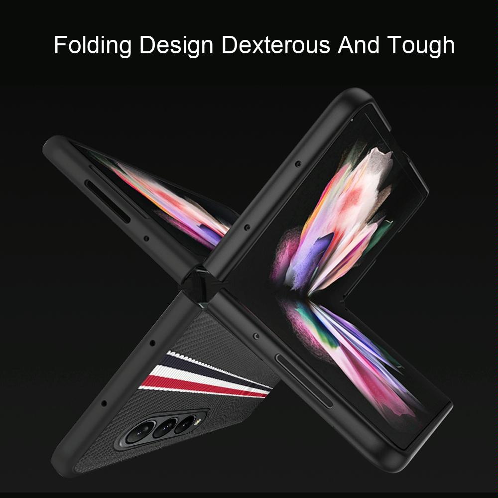 For Samsung Galaxy Z Fold4 5G Shockproof Twill Phone Case - Pc Tpu - Black