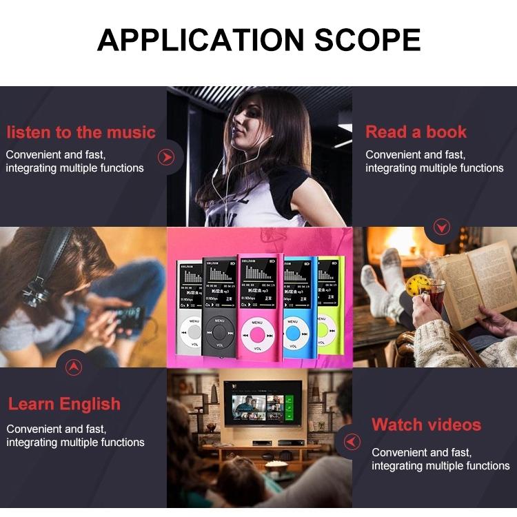 1.8 Inch Metal Mp4 Player + 16G Tf Card + Earphone + Cable - Black - With Earphone+Cable