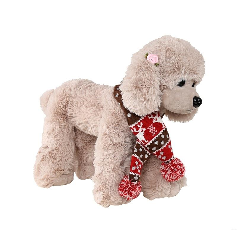 Christmas Pet Scarf Autumn And Winter Warm Elk Christmas Dog Scarf - Size L Brown