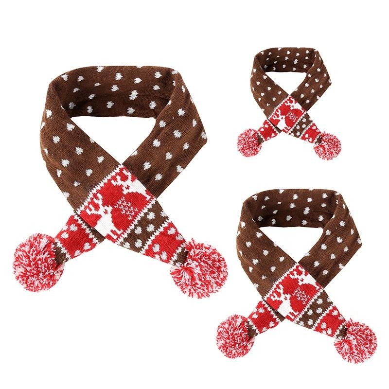Christmas Pet Scarf Autumn And Winter Warm Elk Christmas Dog Scarf - Size L Brown