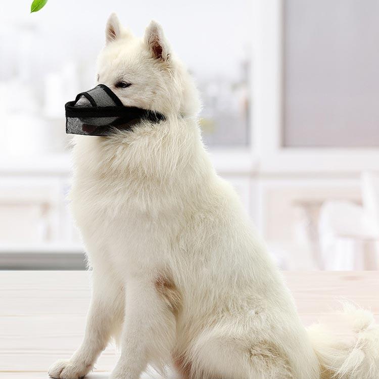 Dog Mouth Cover Anti-Bite Mesh Dog Mouth Cover Medium And Large Dogs Anti-Drop Mask S - Gray