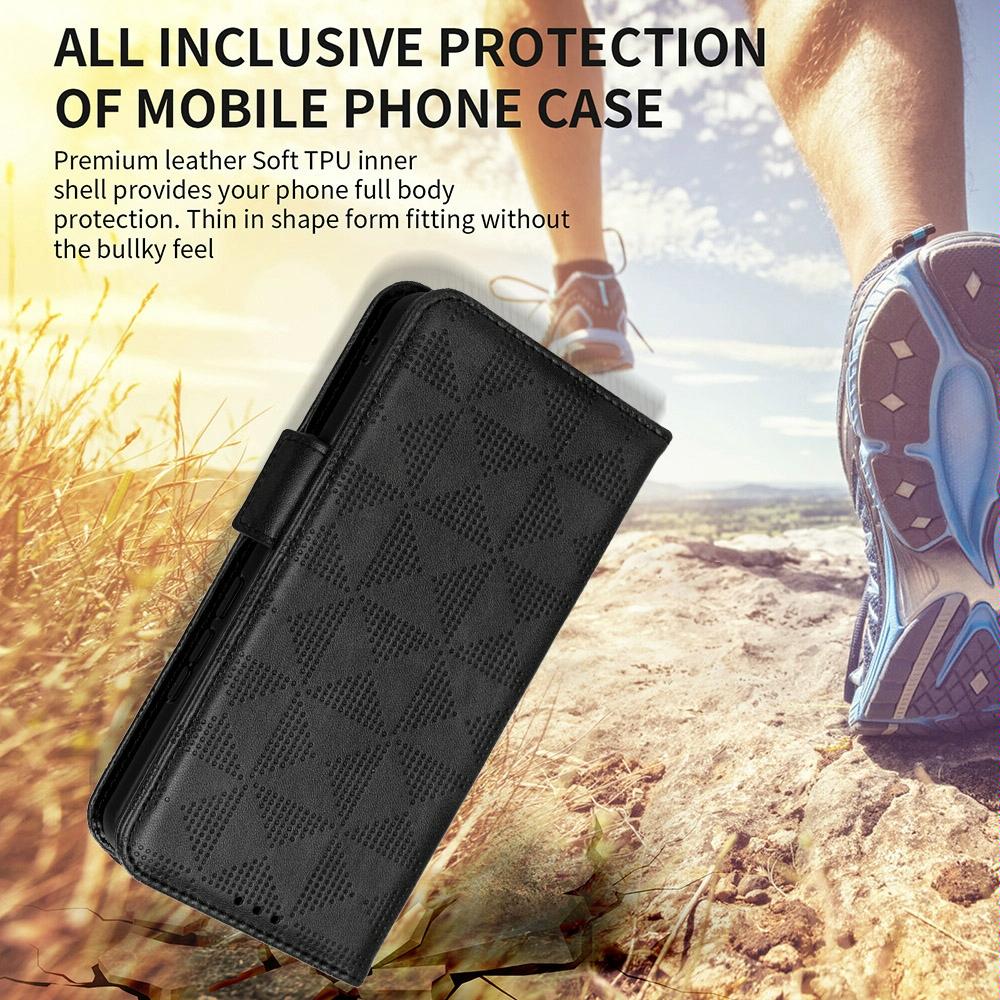 For Samsung Galaxy Z Fold4 5G Symmetrical Leather Triangle Phone Case - Black