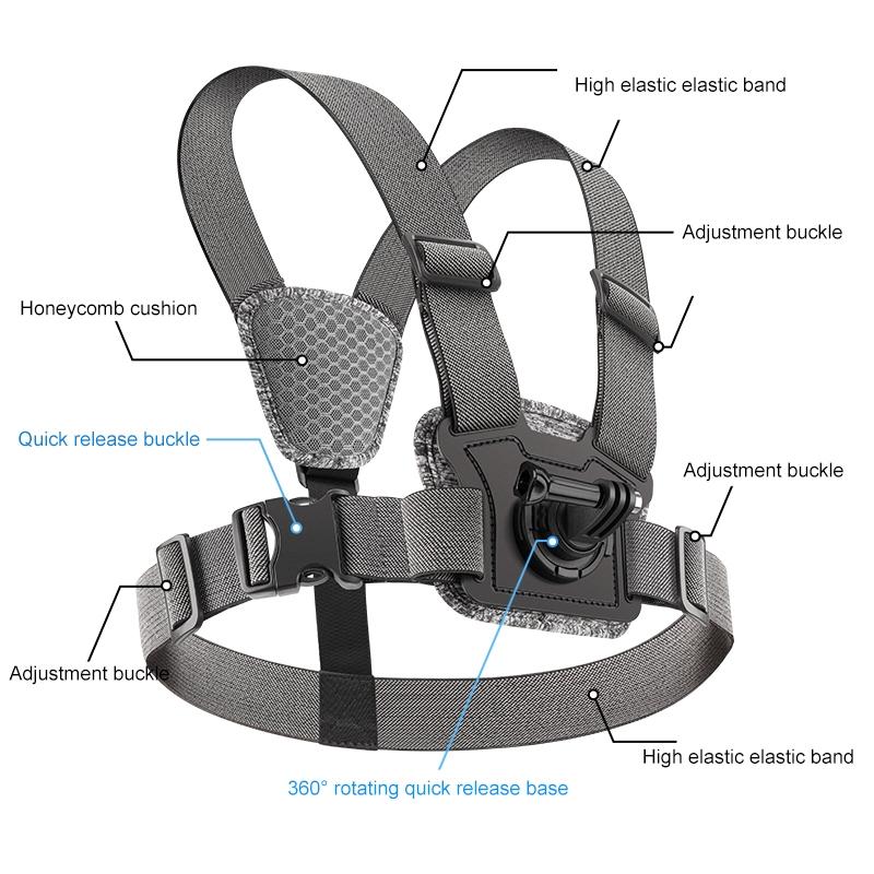Adjustable Chest Strap with Mount and Screw - 4 In 1