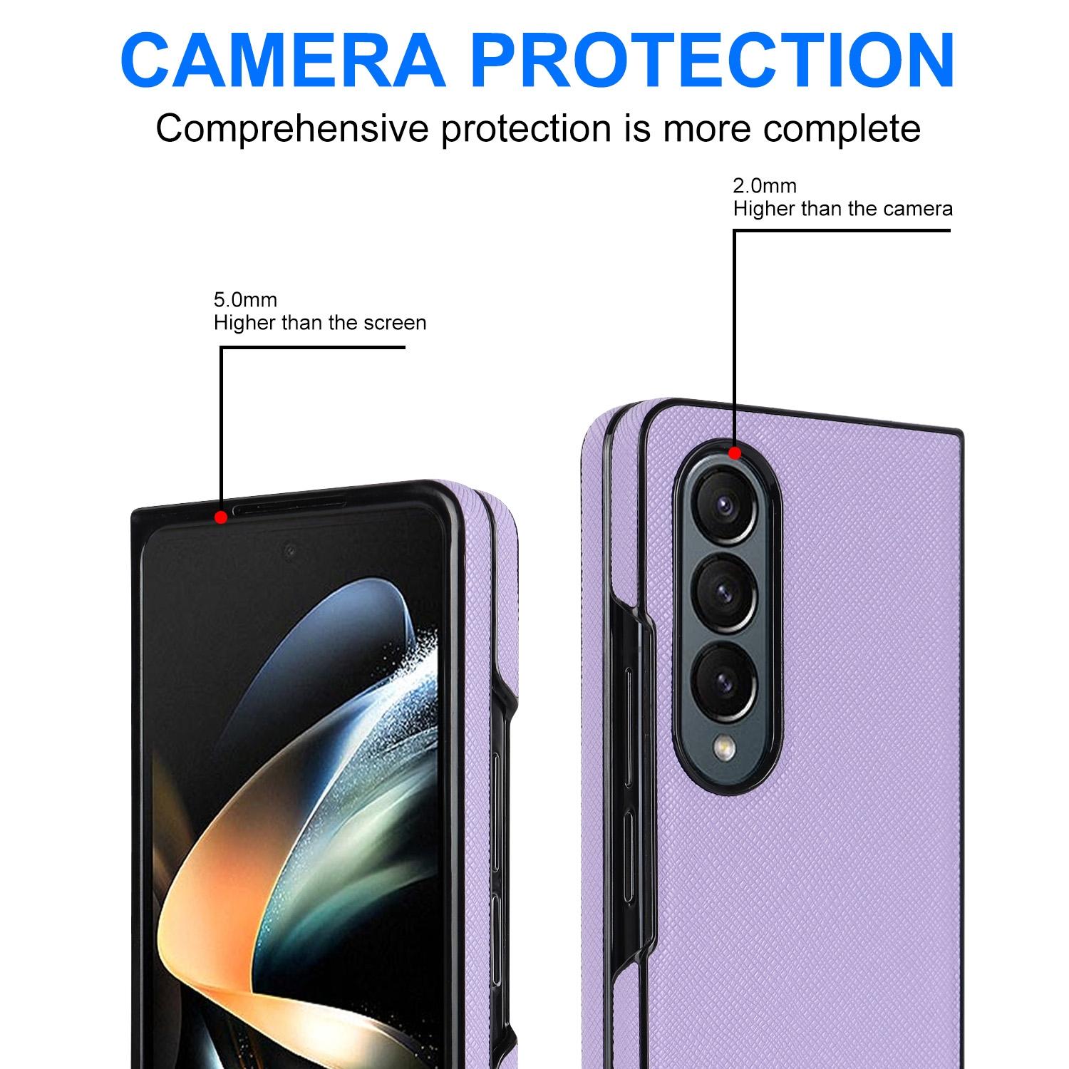 For Samsung Galaxy Z Fold4 5G Foldable Cross Pattern Phone Case - Compact Design - Black